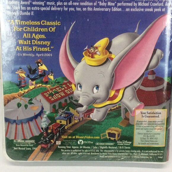 "Dumbo" Walt Disney's 60th Anniversary Edition Clamshell 2001 VHS #21623 NIP - Picture 6 of 7
